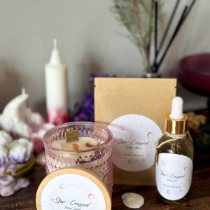 Star-Crossed Ritual Kit | Sweetening, Heart Opening, & Love Workings | Ritual Oil, Candle, and Herbal Blend