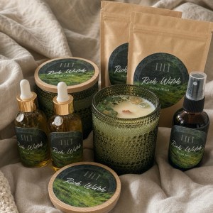 Rich Witch Ritual Set | Prosperity Spell Candle, Anointing Oil, Room Spray, Herbal Blend